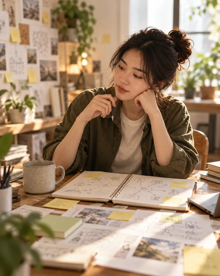在筆記本中梳理問題和路徑的情境