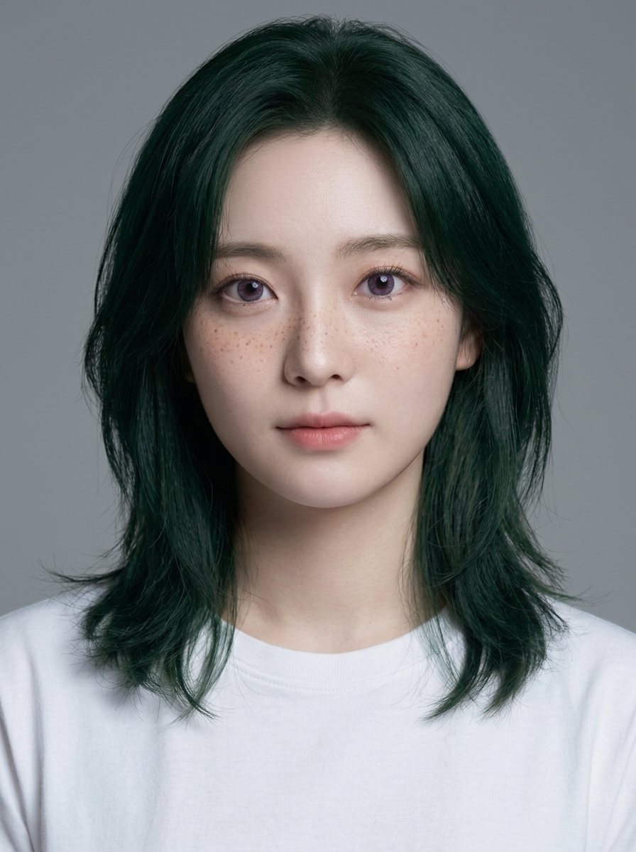 同一位 AI 虛擬人物的正面角色基準形象